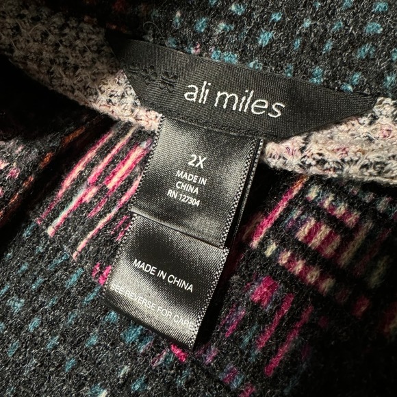 Ali Miles Abstract Peplum Wired Collar Brushed Knit Jacket Artsy Size 2X - Picture 7 of 8